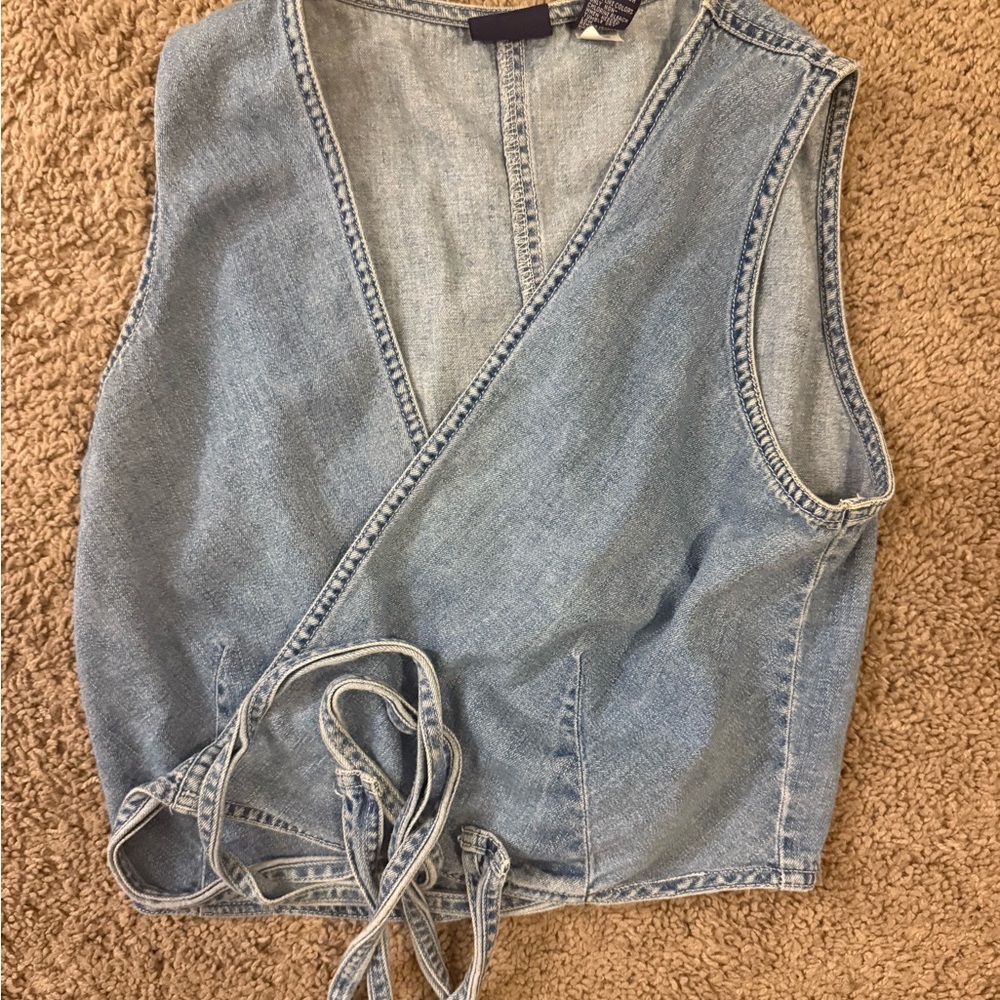 GAP Light Blue Denim Wrap Tank Top